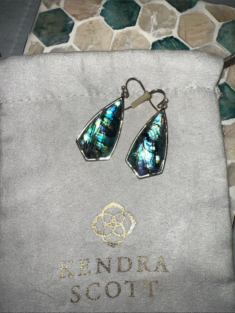 Kendra Scott Iridescent Abalone Prism Drop Earrings - Blue/Green